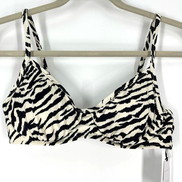 Shade & Shore Bathing Suit Bikini Top Size 34B Zebra Print Black NWT - Picture 5 of 6